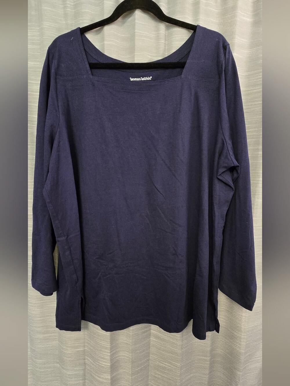 Woman Within Navy Short-Sleeve Crewneck Tee